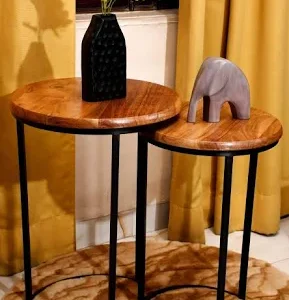 Round Iron Side Table Set of 2